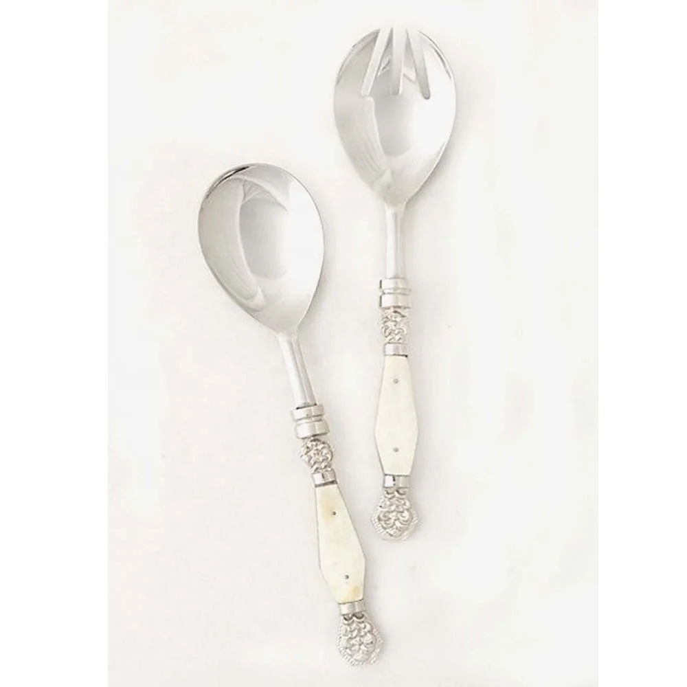 Golden Royal Wedding food serving set Stainless Steel Salad Server With Gold Polished Western Stylish Handmade Handle