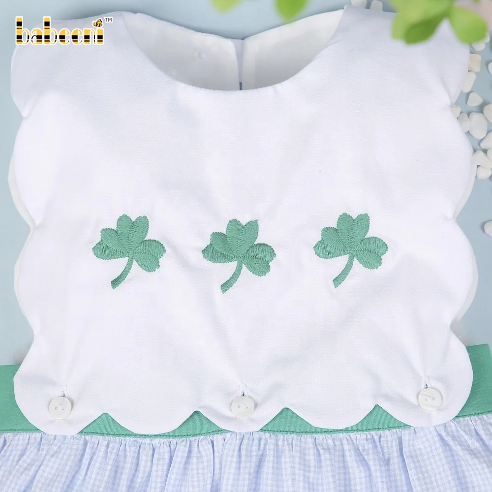 Lucky leaf embroidery girl dress ODM OEM wholesale smocked girl dress high quality - BB2690