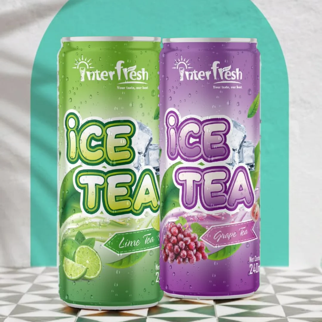 Interfresh Factory Direct Sales Lemon Ice Tea Drink Refreshing Fruit Drinks 320ml Can Mango Tea Drink OEM HALAL Mulberry Juice