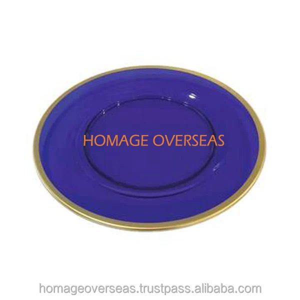 metal violet n gold enameled best quality Charger Plate for Party Wedding and Home Round Unique plate and dish with finished