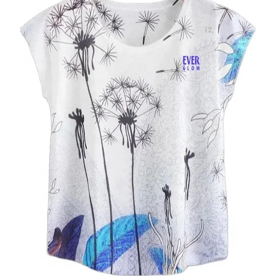 Women Printed t-shirt flowers print Tee Style  Short Sleeve Short T-Shirt Casual Women