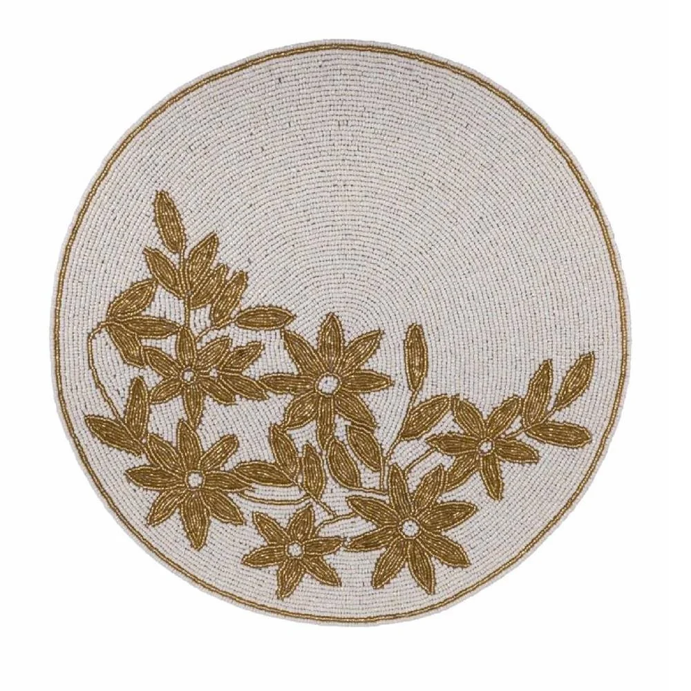 High Quality Round Glass Beaded Place Mats Handmade Glass Beaded Charger Plate Coffee Table Beaded Mat Dinning Table Place Mat