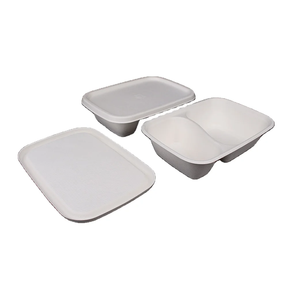 Eco-Friendly biodegradable disposable bagasse 2 compartment takeaway breakfast box