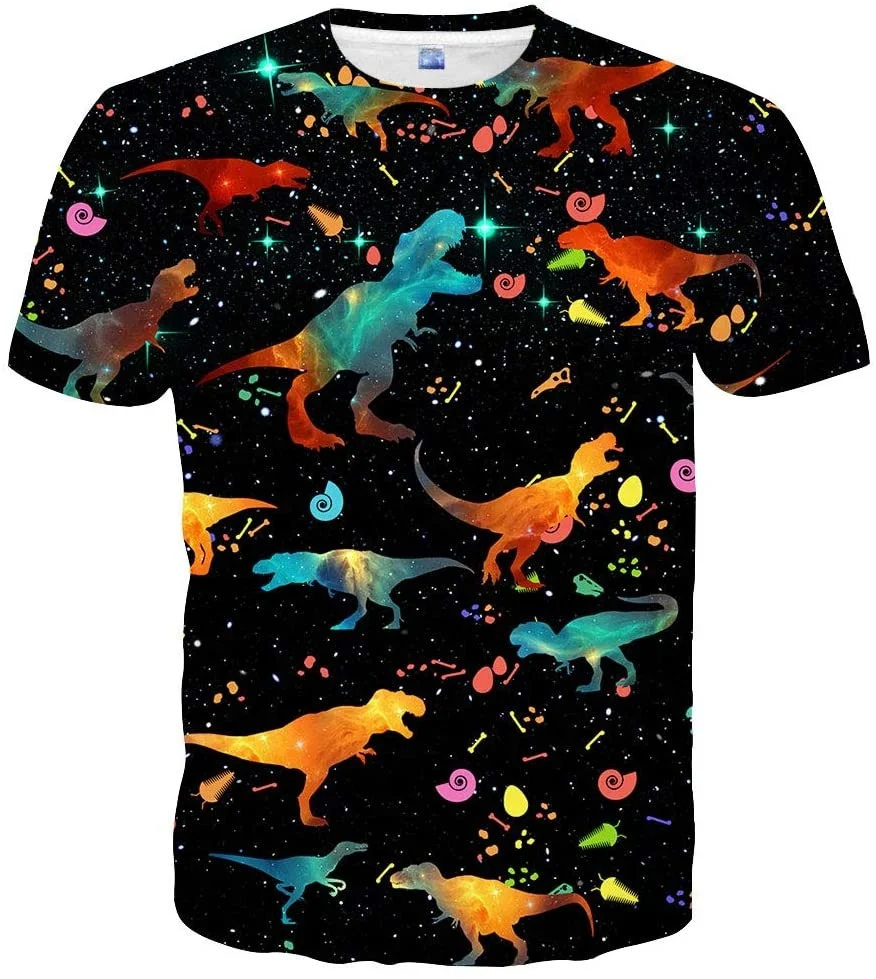 Amazing Animal 3D Print Shirts Colorful Space Graphic Tees for Men Women Teens Solid Color Cotton T Shirt Polyester / Cotton