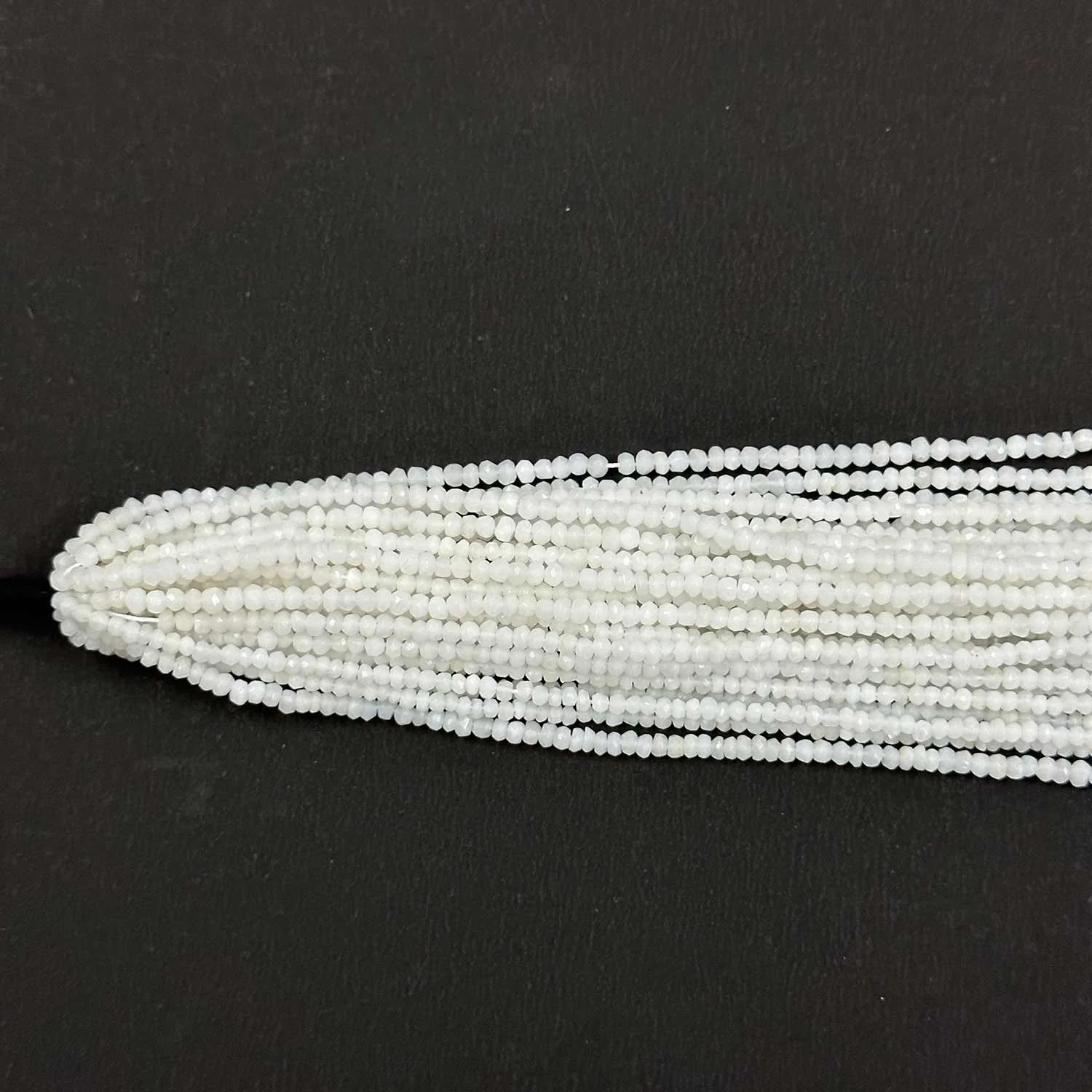 Affordable Price 3mm Natural White Agate Faceted Rondelle Loose Gemstone Beads for Bracelet Making Custom Size Genuine Beads