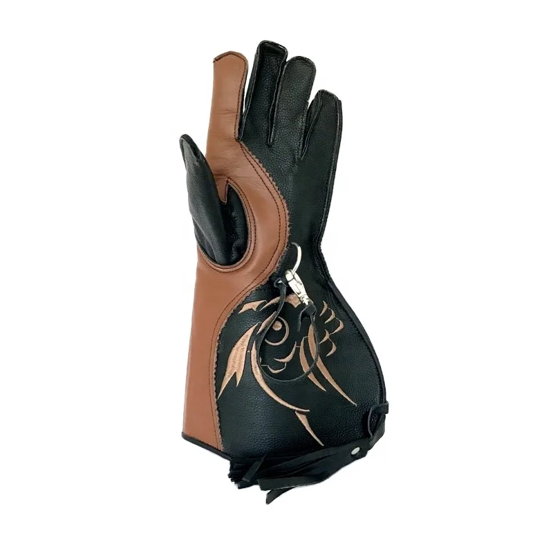 100% Handmade Best Quality Double Layer Genuine Nubuck Leather Falconry Gloves for Hunting and Outdoor Activities