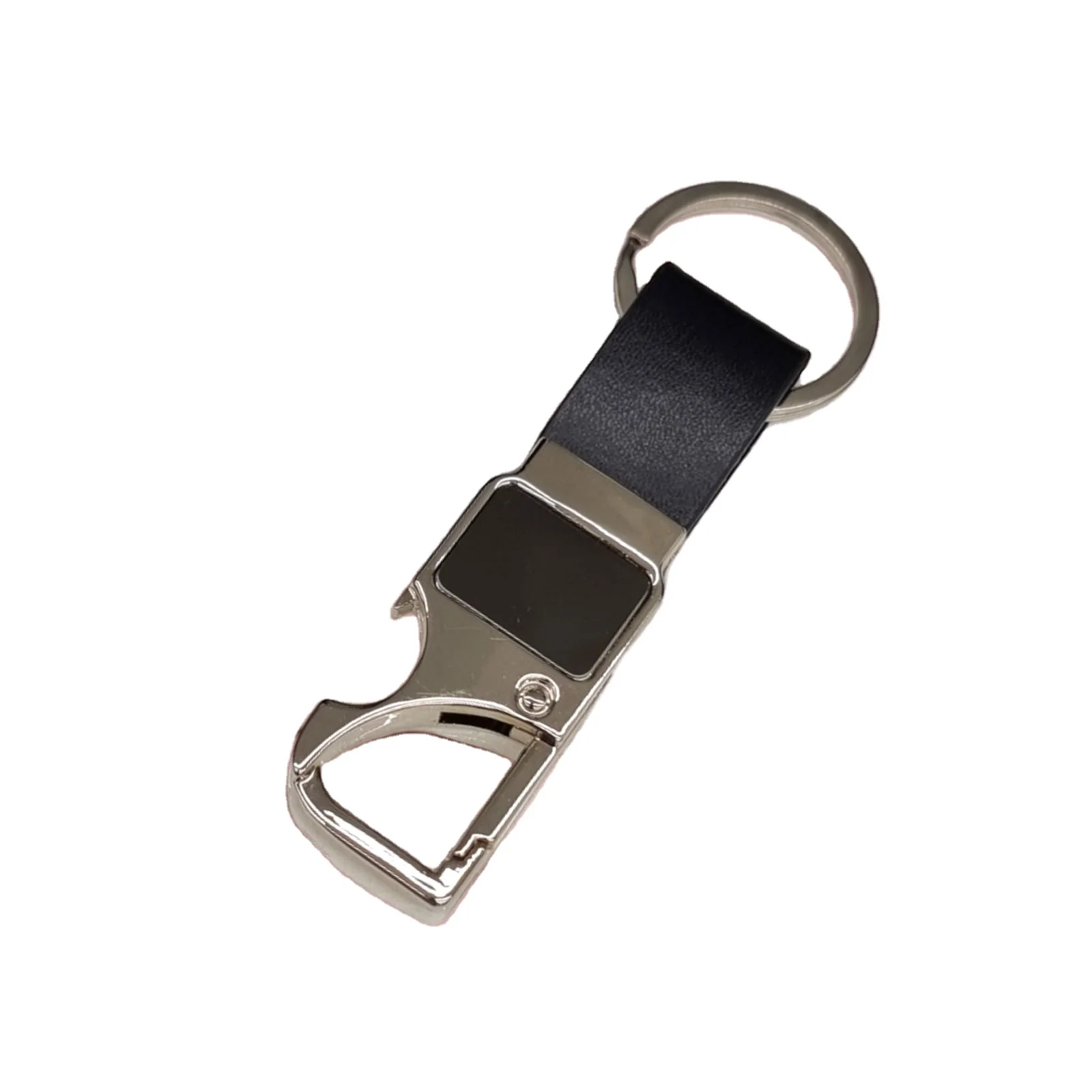 Trendy Black Leather Hook Locking Keychain with Opener Scratch Resistant  Metal Promotional Carabiner & Keyring