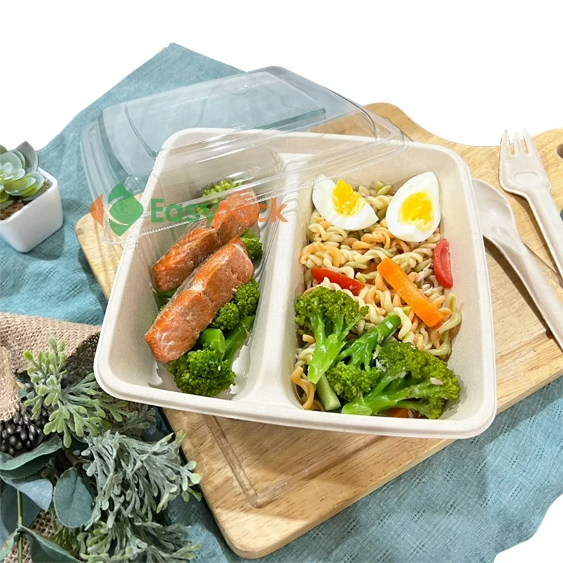 1000 ml disposable biodegradable japanese lunch bento box with 3 compartments