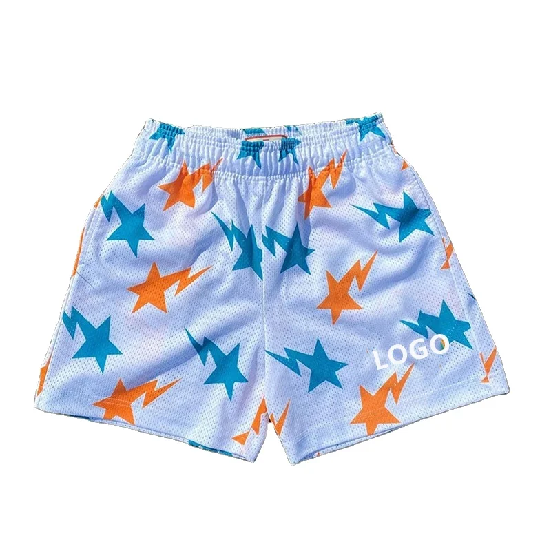 Men Summer Boxer Mesh Polyester Gym Graphic Track Camo Sweat Shorts