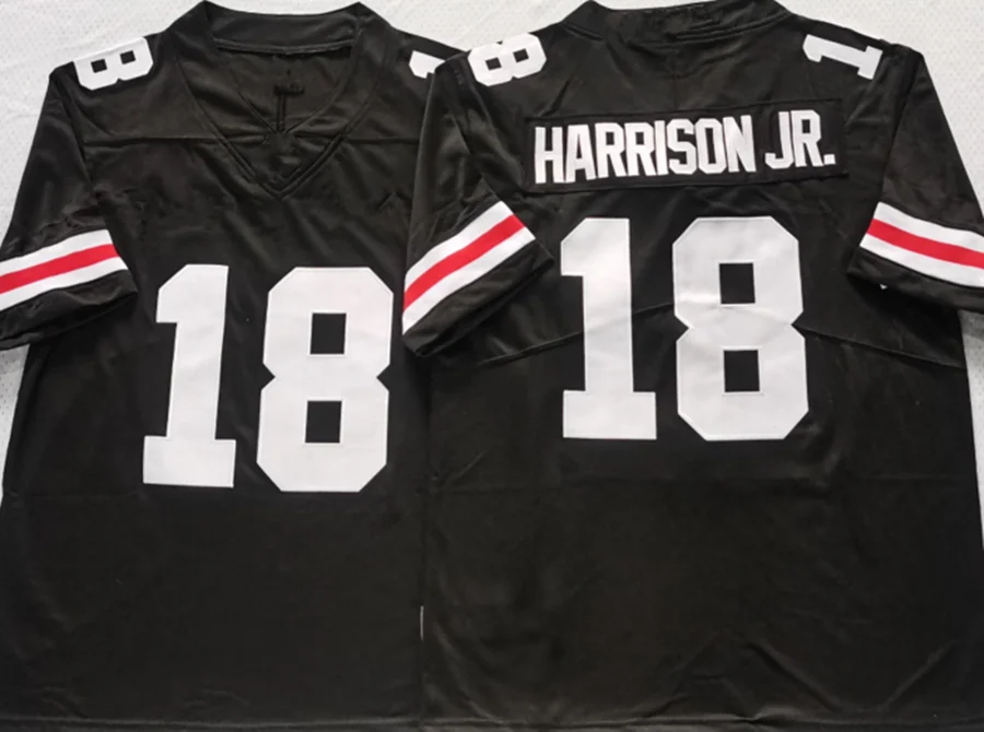 Mens Ohio State College Football Jerseys 18 Marvin Harrison JR. Stitched F.U.S.E. Limited Player Jersey - Gray Red Black