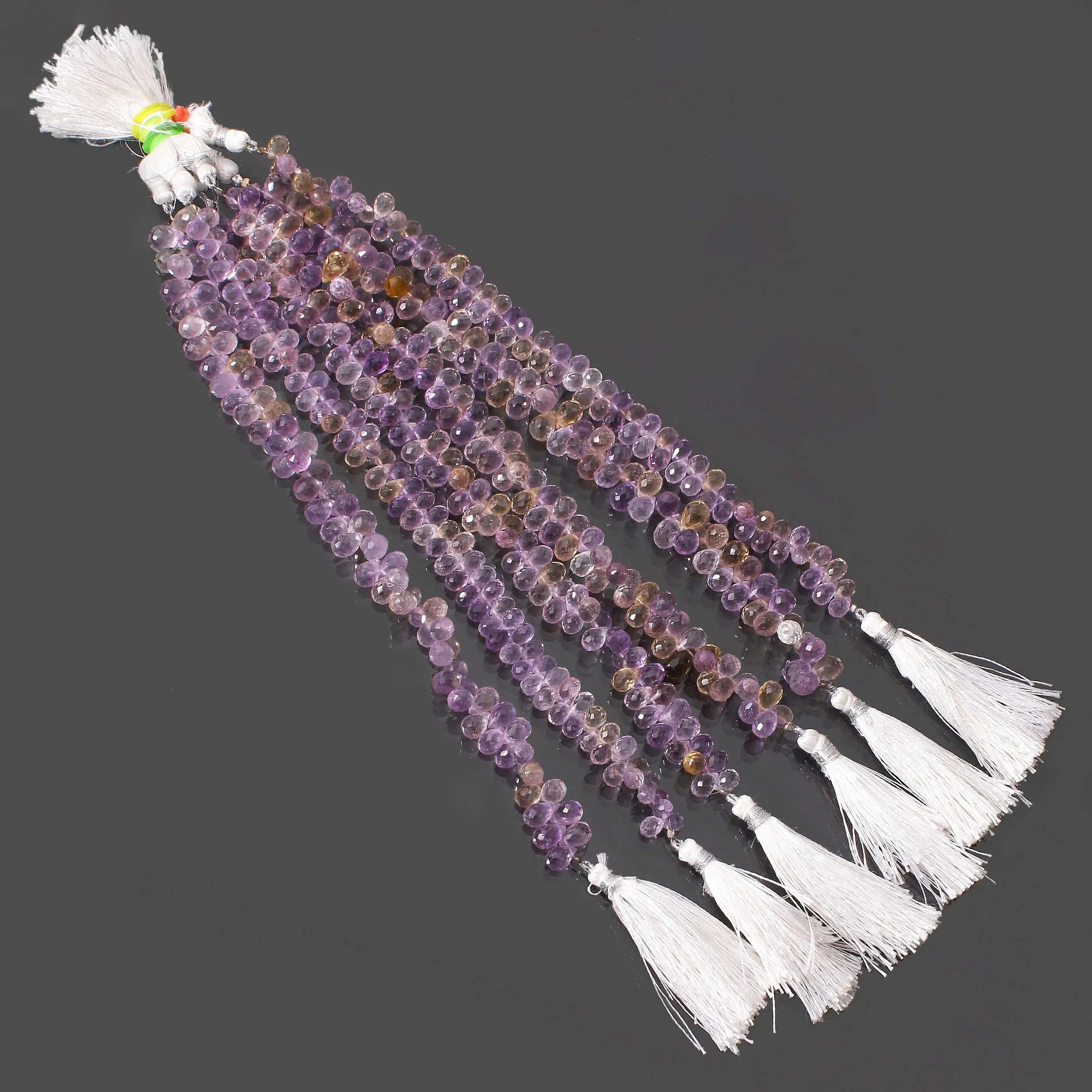 Ametrine Faceted Drops Briolette Beads Strand For Jewelry Craft Making