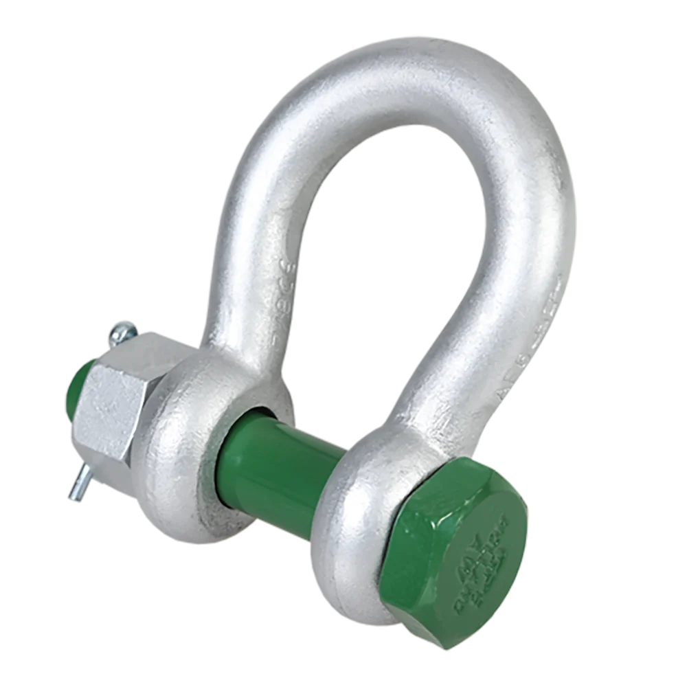Green Pin G4163 42.5Ton Connection Link Hot Dipped Galvanized Standard Alloy Steel Bow Shackle With Safety Bolt Connection Link