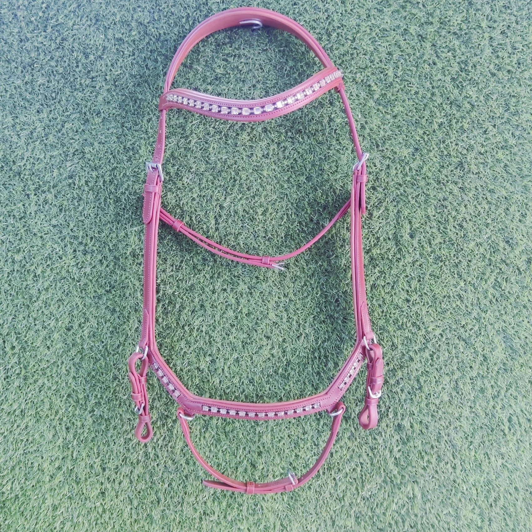 Кожаная Конская уздечка коньяк цветная micklem с пустой цепочкой 8 мм кожа для верховой езды