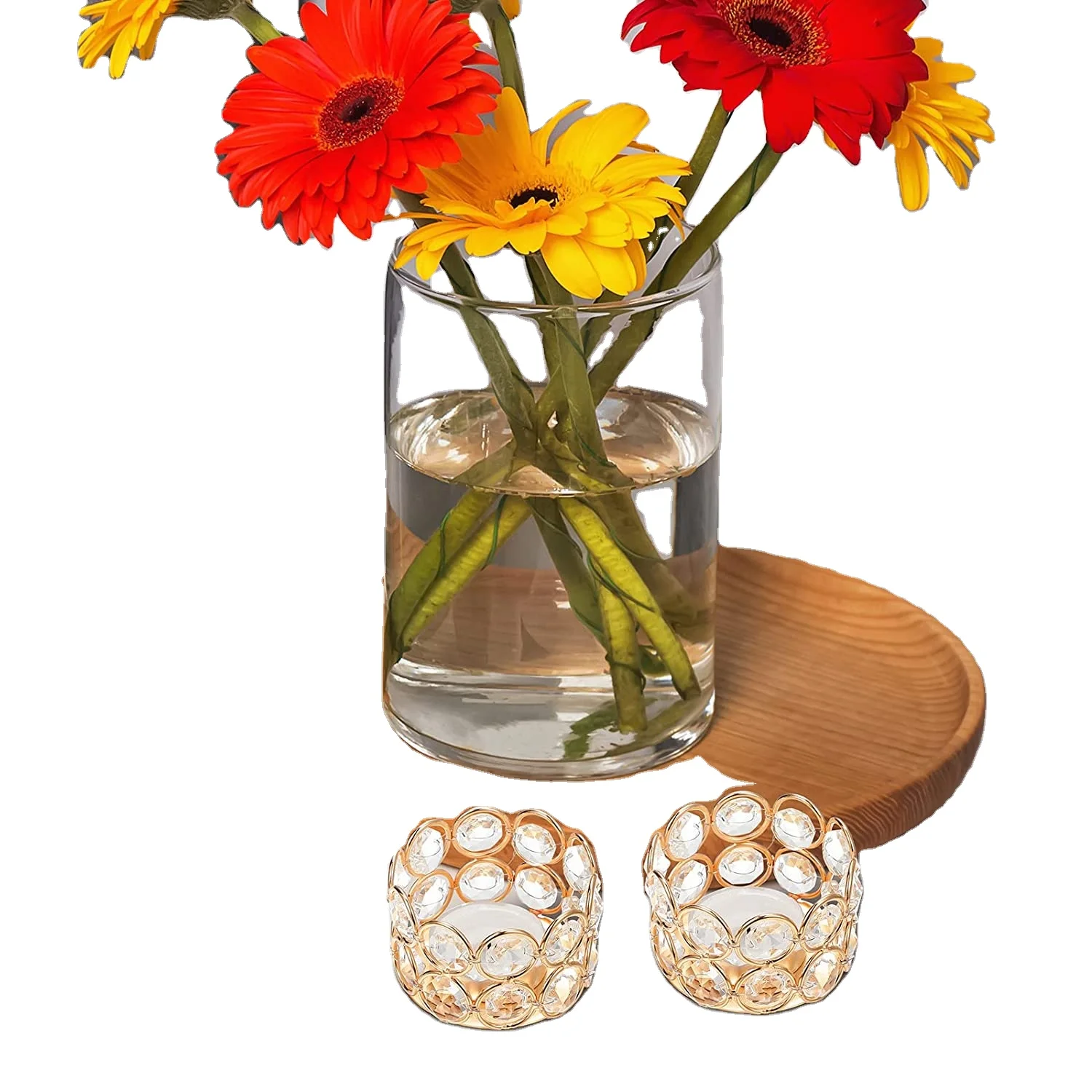 20 Pack Crystal Candle Holder Elegant Decorative Tealight/Candle Holders Crystal Votive/Candle Holders Silver or Gold Candle