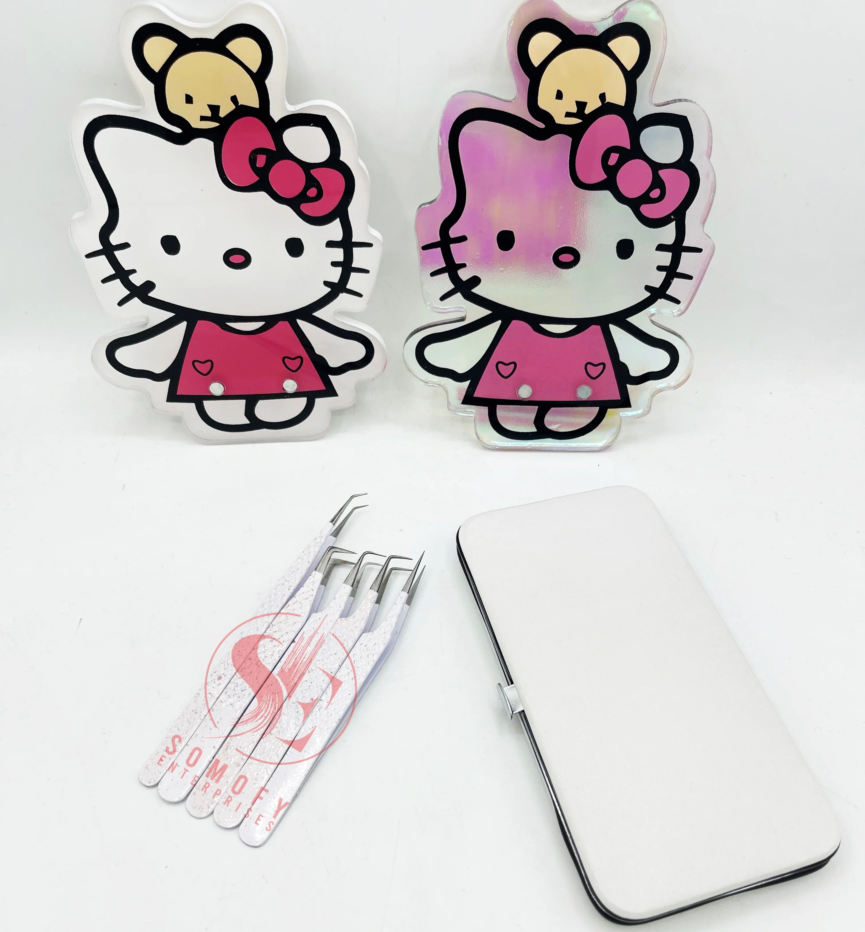 Hello Kitty бандажная плитка для ресниц оптовая продажа акриловая ручной работы с держателем пинцета магнитная индивидуальным логотипом