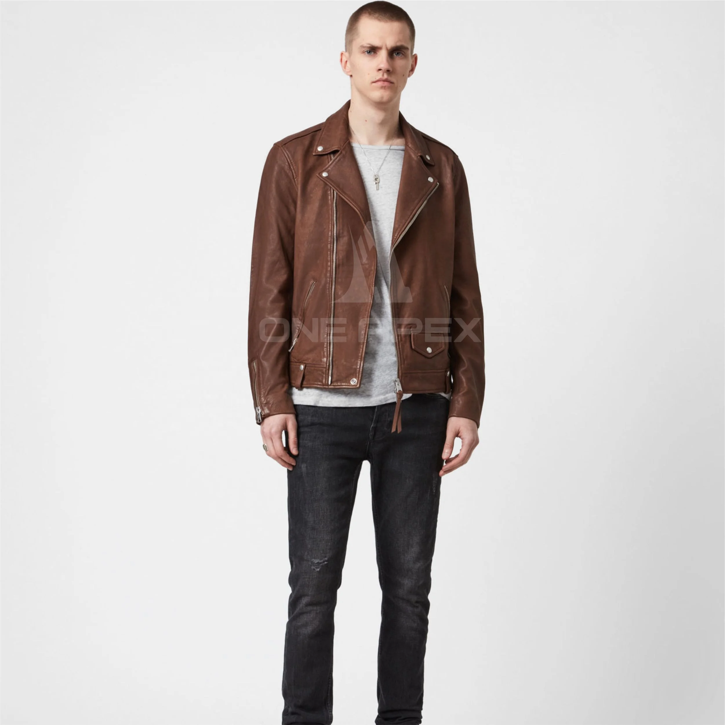 Dark Brown Real Sheep Leather Jackets for Men Top Notch Design High Quality Original Customized Biker Leather Jacket For Men