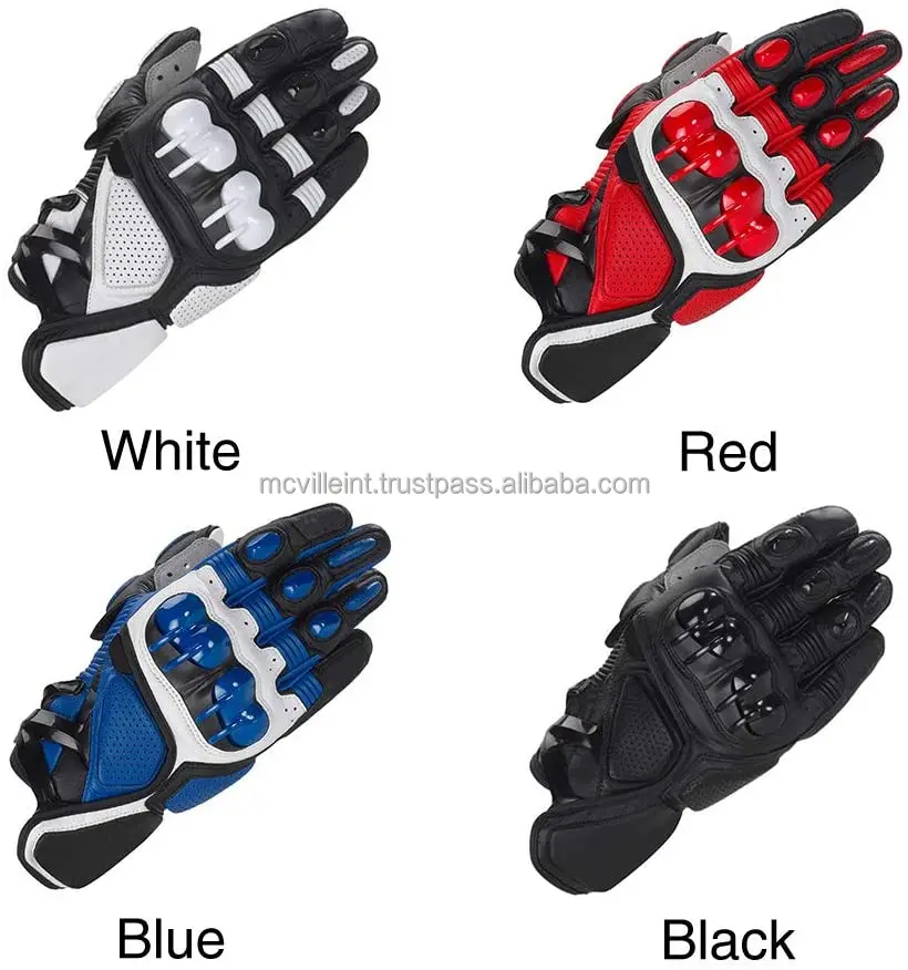 PU Leather Winter Gloves Anti-Slip Full Finger Gloves Elastic Breathable Men Motorcycle Motorbike Short Glove
