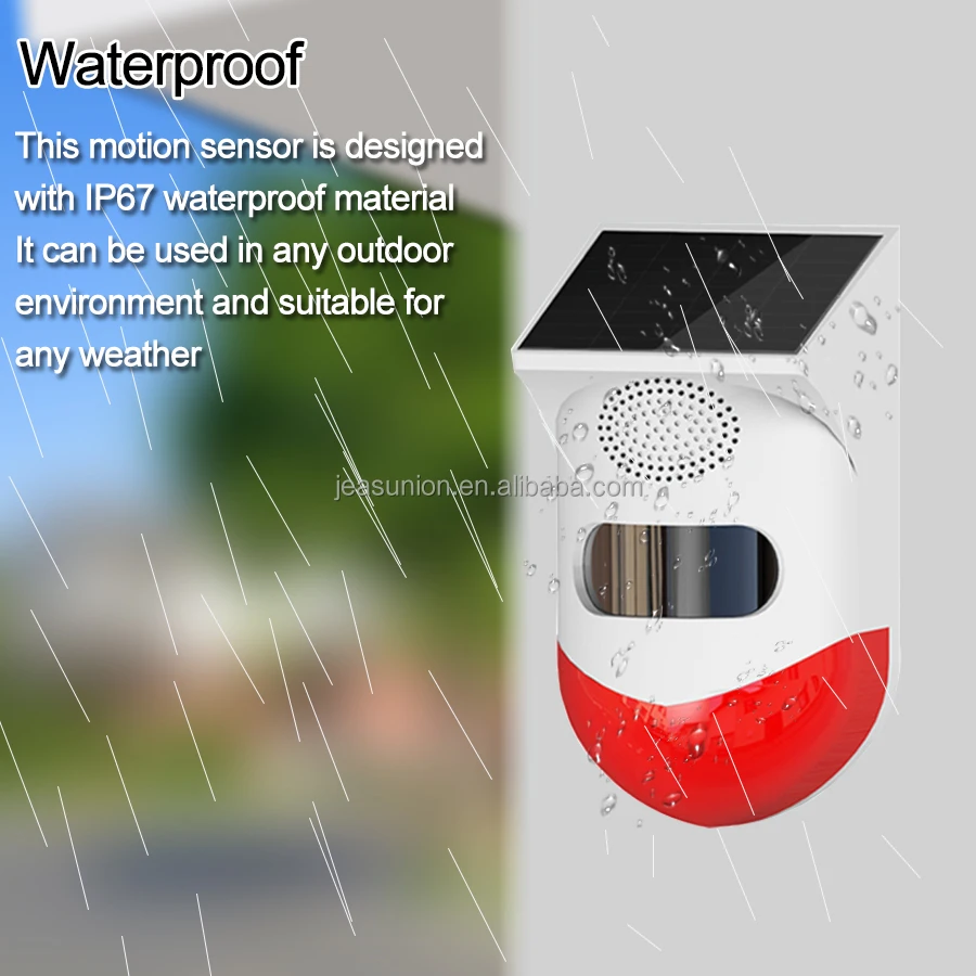 Tuya Smart WiFi Solar Powered Wireless Infrared Motion Sensor Detector Strobe Siren 120dB Alarm Outdoor Waterproof PIR Sensor