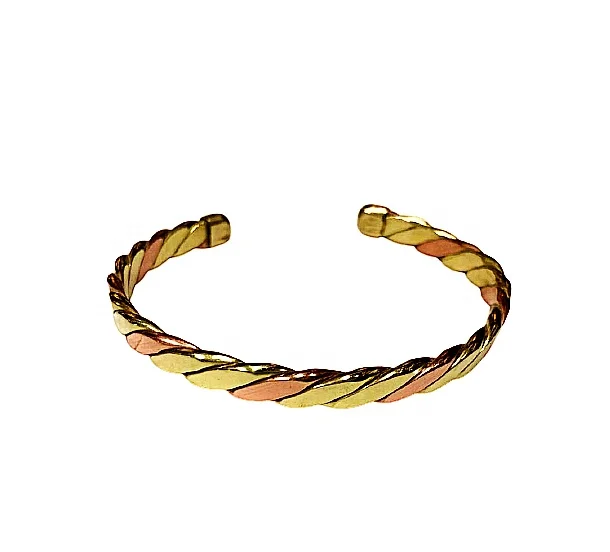 High Quality Handicrafts Three Metal Copper Brass Steel Bracelet With Brass Twisted Wire 3 Color Manufacturer from India