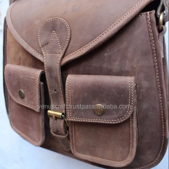 Hot Selling Stylish Distinctive Handcrafted Genuine Leather Brown Women Saddle Crossbody Pouch Latest Design Bags Export Selling
