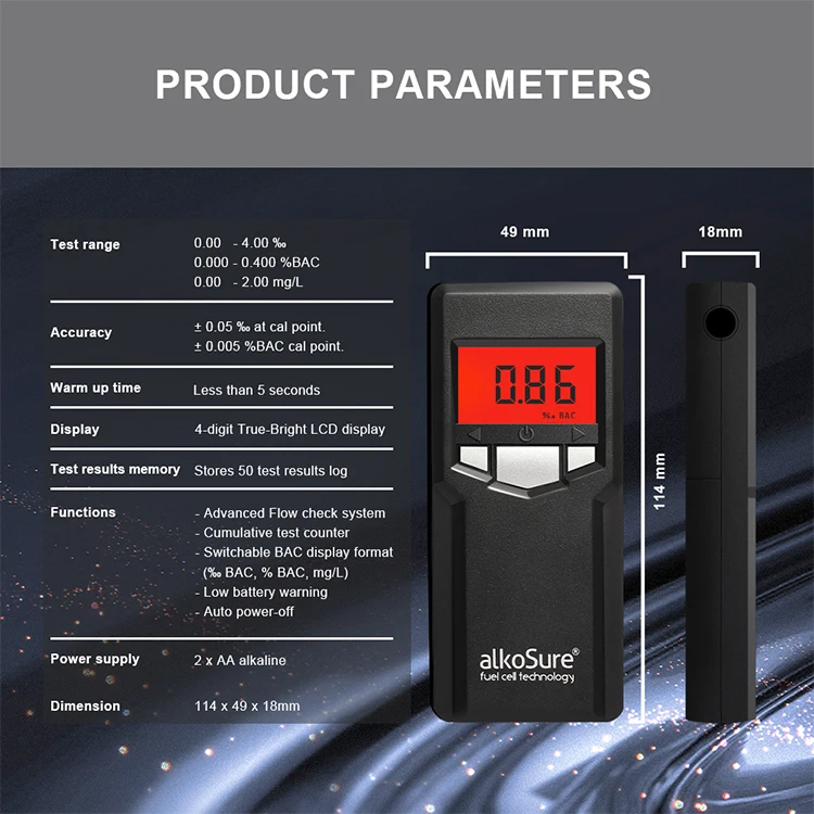 Wholesale Premium Fuel Cell Sensor Alcohol Tester Portable breathalyzer