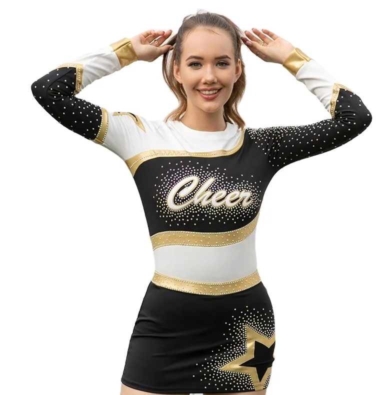 Best Selling Full Sublimation Long Sleeve Cheerleading Uniforms Cheerleader