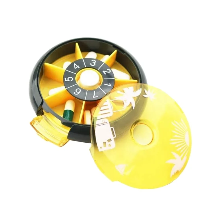 7 подогревающий портативный Круглый таблетки контейнер для таблеток дозатор