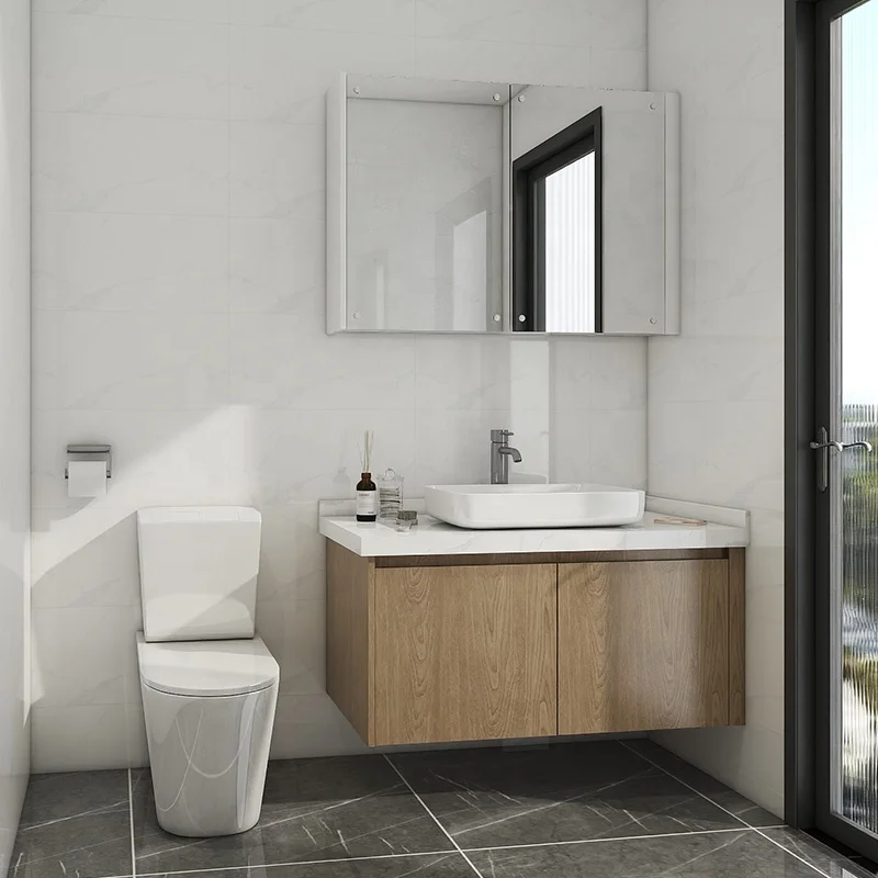 CS Chinese Custom Hotel Luxury Floating Modern Single Waterproof Marble Bathroom Vanity Set