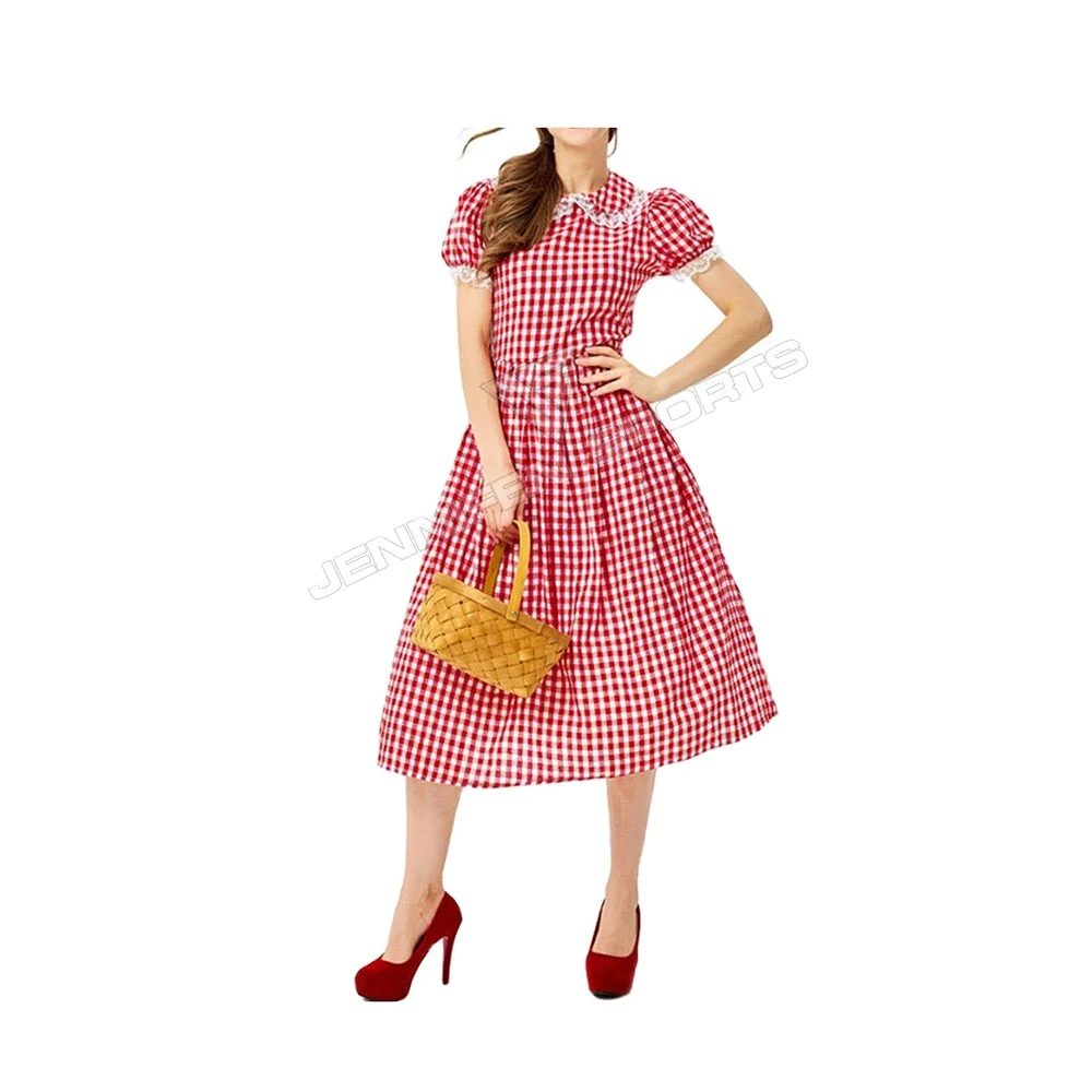 Oktoberfest женская блузка Dirndl платье клетчатое 100% хлопчатобумажная ткань Традиционная немецкая Блузка Платье с фартуком