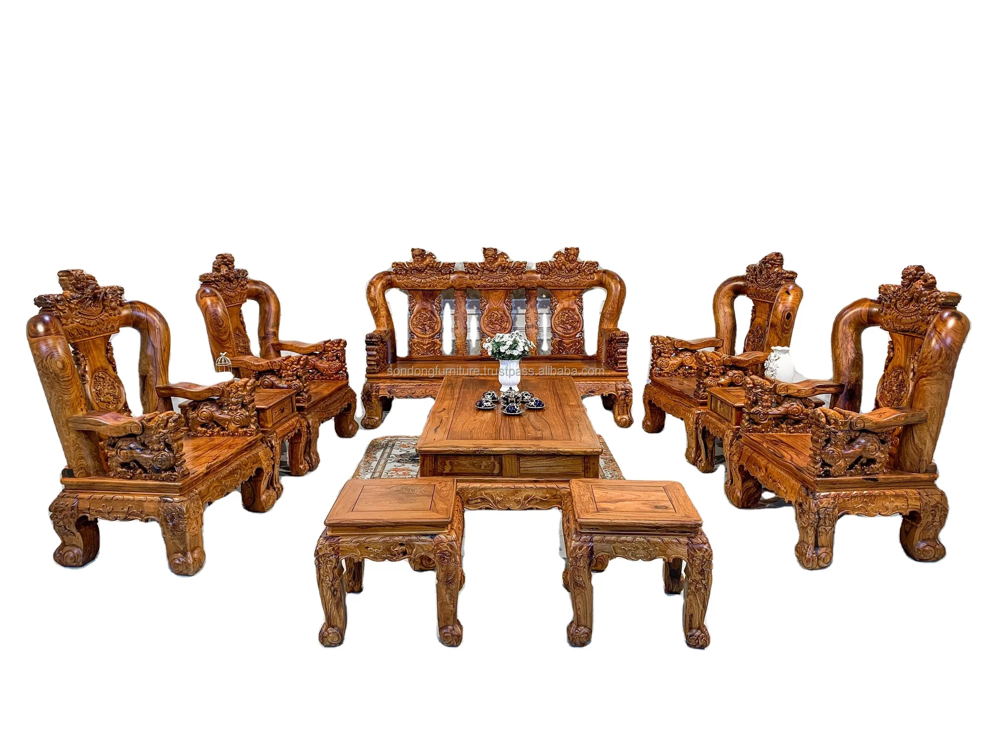 Набор столов и стульев с деревянной колонкой из парчи 16 красиво