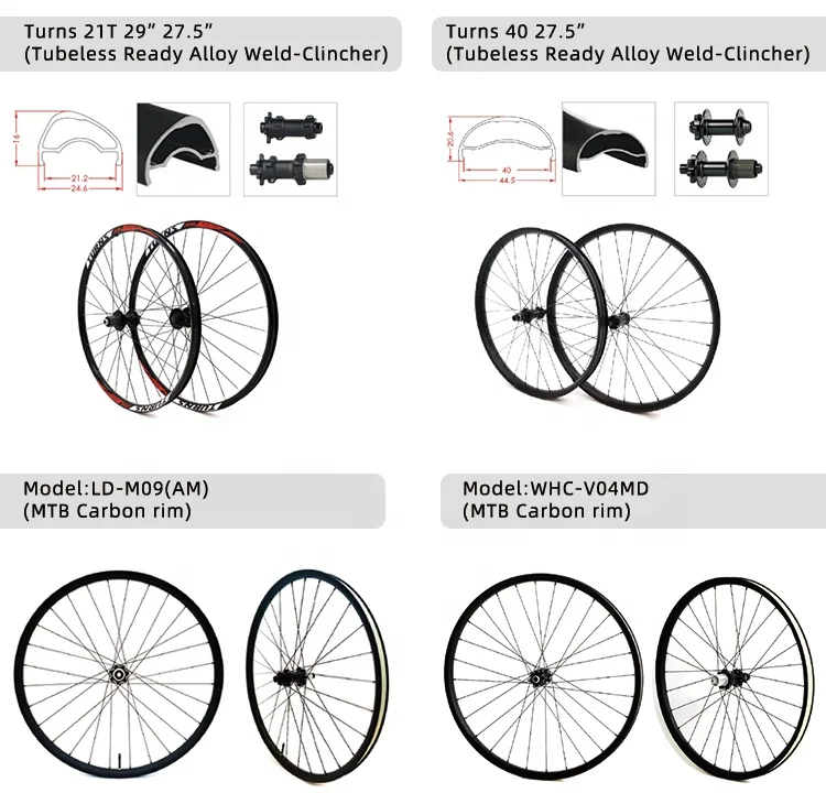 Bicycle Wheelset LANDON Carbon Tubeless clincher tubular Rims 700c Bike Alloy 29 27.5 26 inch 16 24H MTB City Frame Aluminum