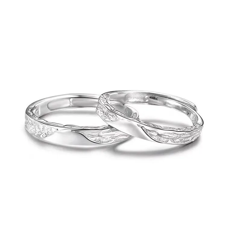 S999 sterling silver free engraving couple ring glacier Optional length sourcing  gifts  free dropshiping  to USA