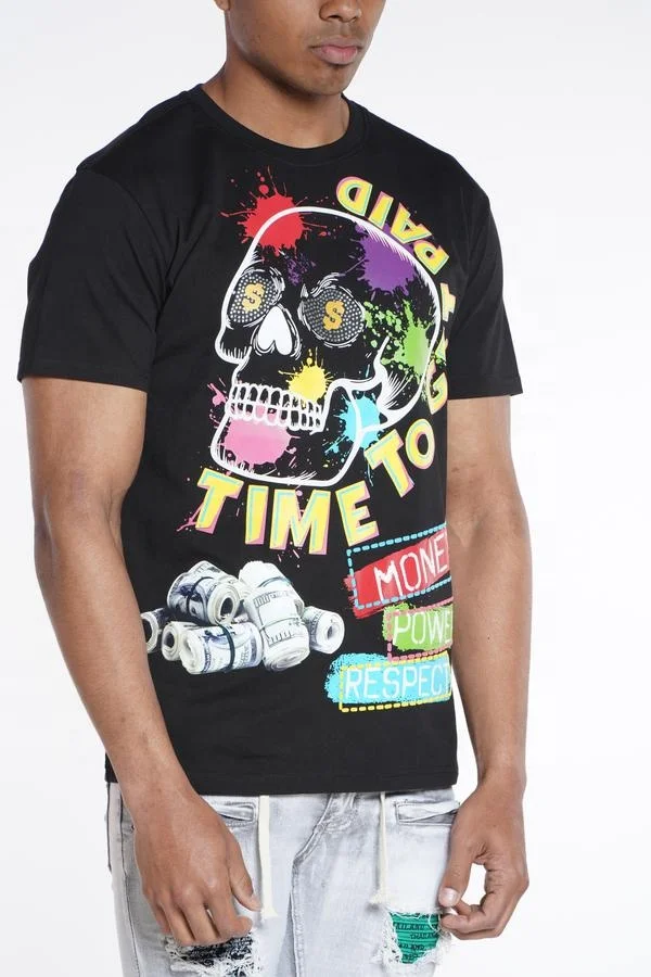  OEM индивидуальное время оплаты-черные золотые футболки с принтом DTG футболка вышивкой уличная стильная