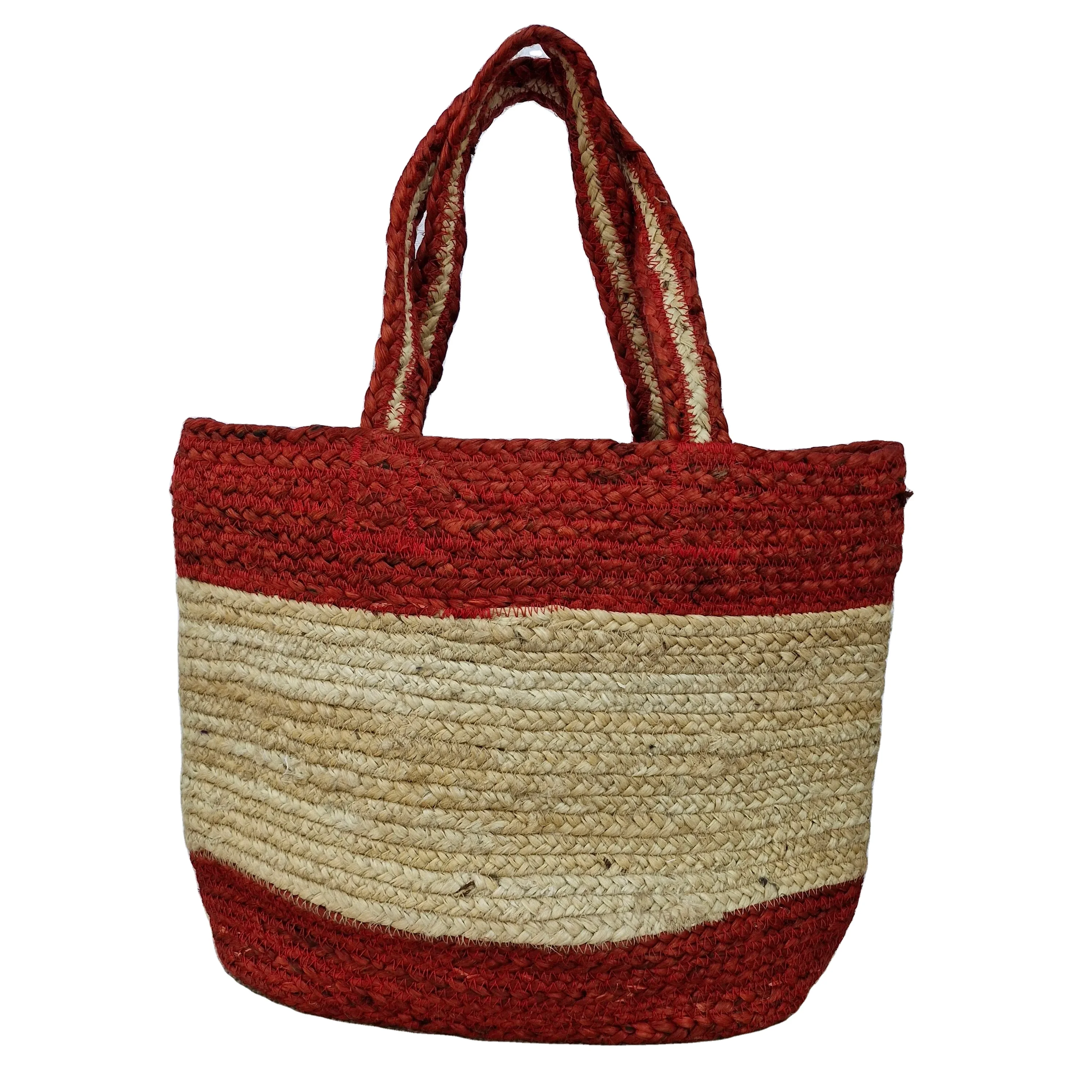 High Quality Eco-Friendly Handmade Jute Tote Bag for Women and Girls Casual Bucket Pattern Hand Bag Fashion Style