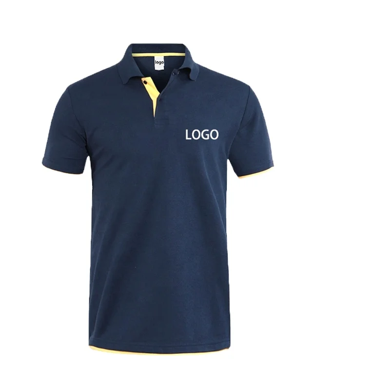 Простая повседневная быстросохнущая дышащая мужская одежда из хлопка и полиэстера с короткими рукавами футболка-поло принтом OEM на заказ
