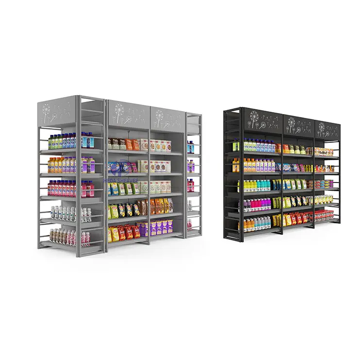 Four-column Metal Single Double Sided Multi-layer Display Stand Rack Shopping Mall Gondolas Supermercado Supermarket Shelves