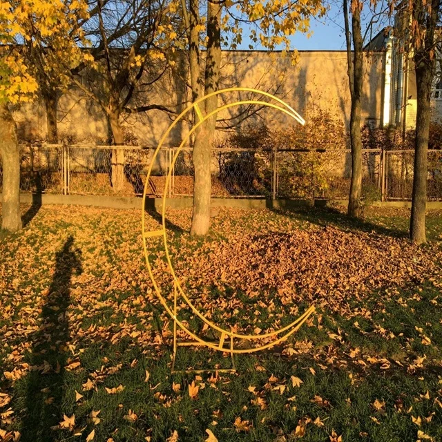 Gold Metal Moon Wedding Arch Wedding Flower Arch Decoration LED Light Walkway Decoration Flower Stand Road Lead for Weddings