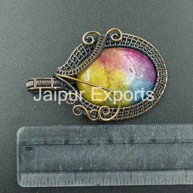 Rainbow Solar Quatrz pendant Copper Wire Wrapped Pendant Gorgeous Pendant Birthday Gift For Her Love Bumblebee Jasper Jewelry