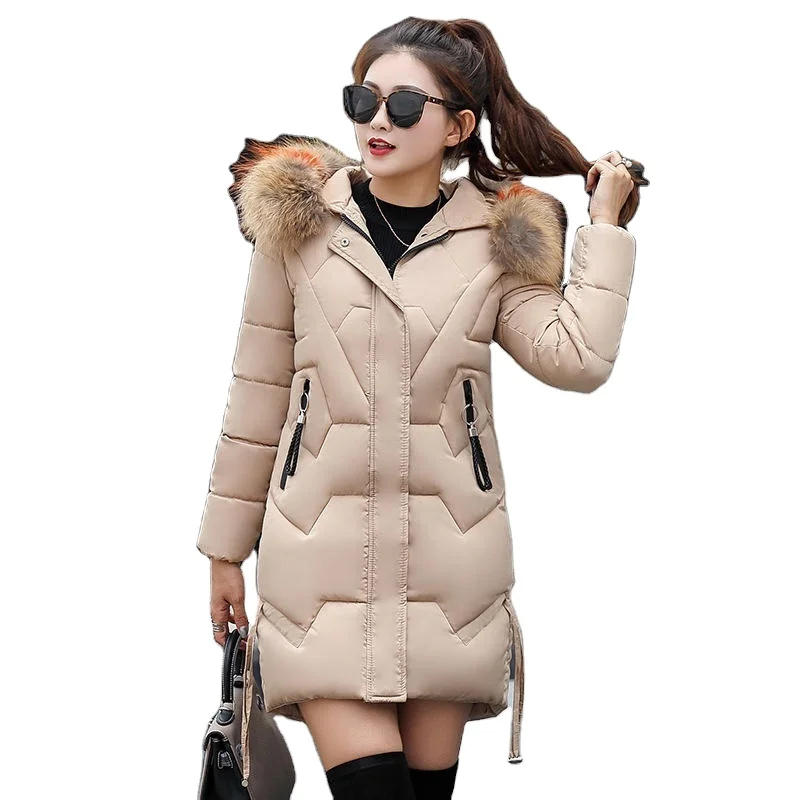 winter puffer jacket ladies warm hooded cotton-padded clothes women slim long down winter jackets women coats