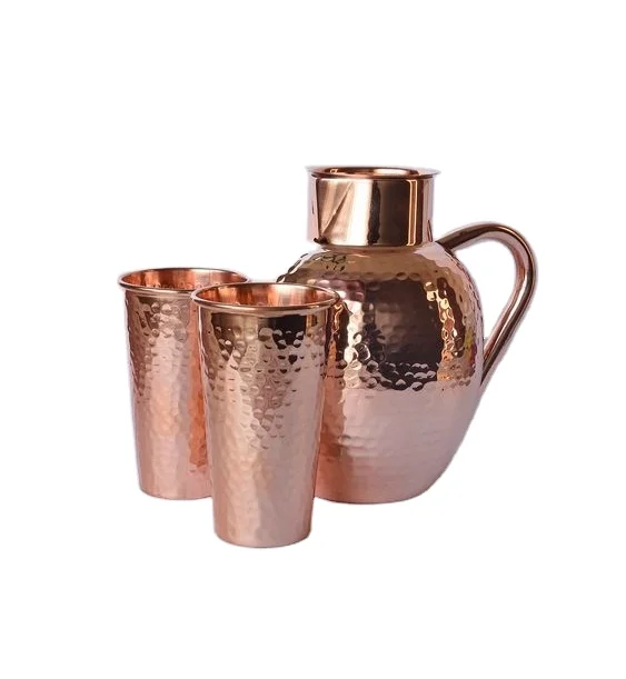 Pure Copper Wine Glasses Cup- Elegant Stemless Goblets With Large Jug Unbreakable, Shatterproof Metal Drinking Tumblers