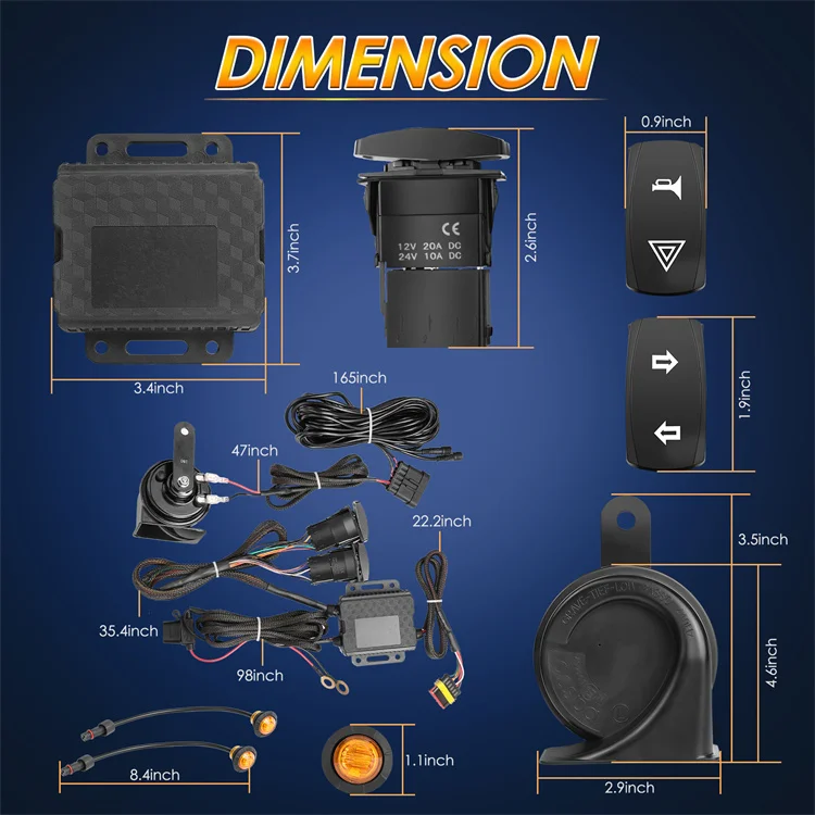 12 вольт универсальная Установка 2 X янтарные осветительные приборы 118Db звуковой сигнал Utv комплект поворотников