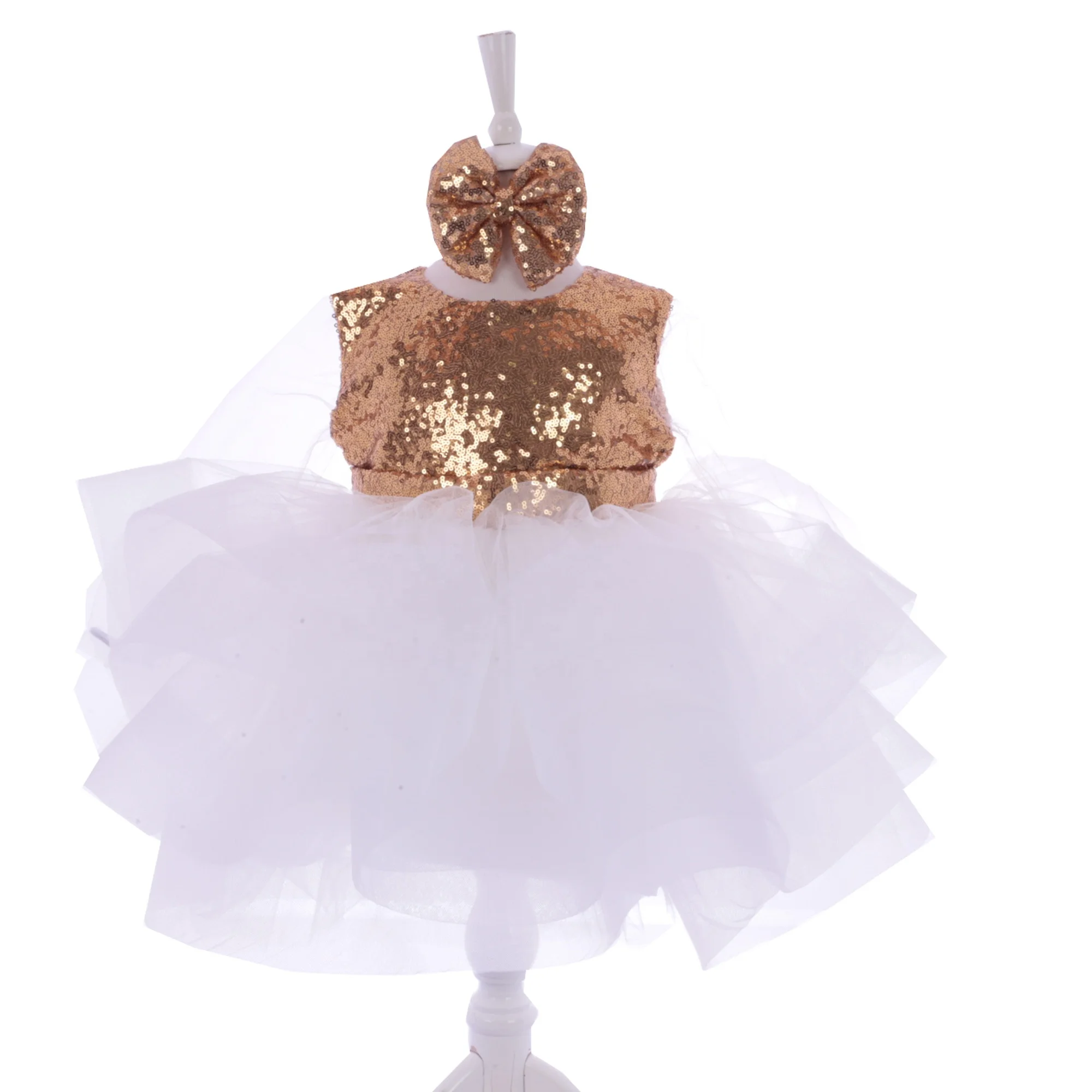 Gold White Tutu Skirt Summer Spring Baby Girl Clothes Birthday Party Wedding Dress Kids Dresses Dress For Girls Clothing