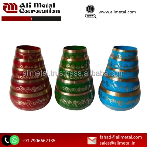 Fully Customizable Tradition Hand Forged Brass Meditation Bowl Warm Tones Metal Model Religious Style Print