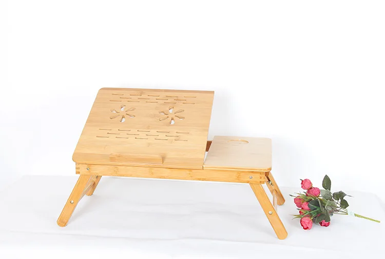 Height Adjustable Folding Home Room Bed Study Bamboo Laptop table