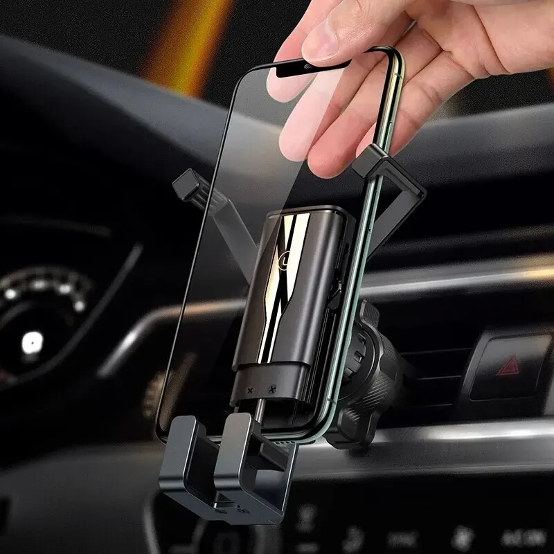 USAMS ZJ058 Retractable Gravity Car Holder Clip Type Air Vent 4.7-7 Inches Mobile Phones Stable Mechanism Invisible Arms
