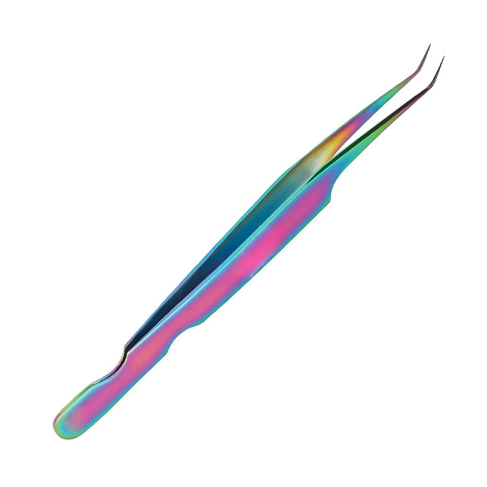 45 Degree Curved Angled Eyelash Extension Tweezers Rainbow Color 7 Shaded Hot Long Eyelash Tweezers Set