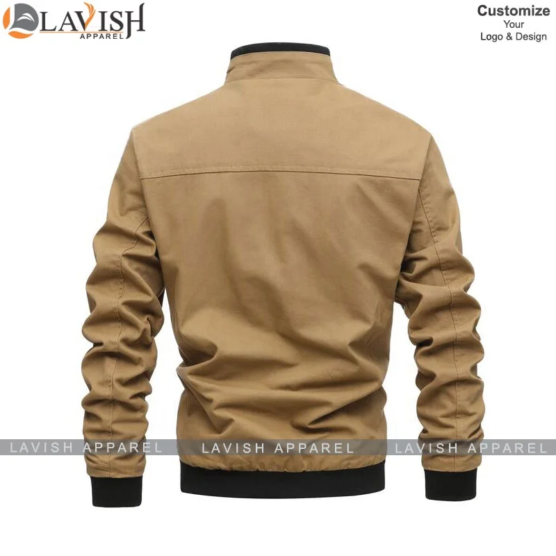 По индивидуальному заказу 100% хлопковая куртка в стиле милитари для мужчин верхняя одежда плюс размер ткань хорошего качества хаки на молнии