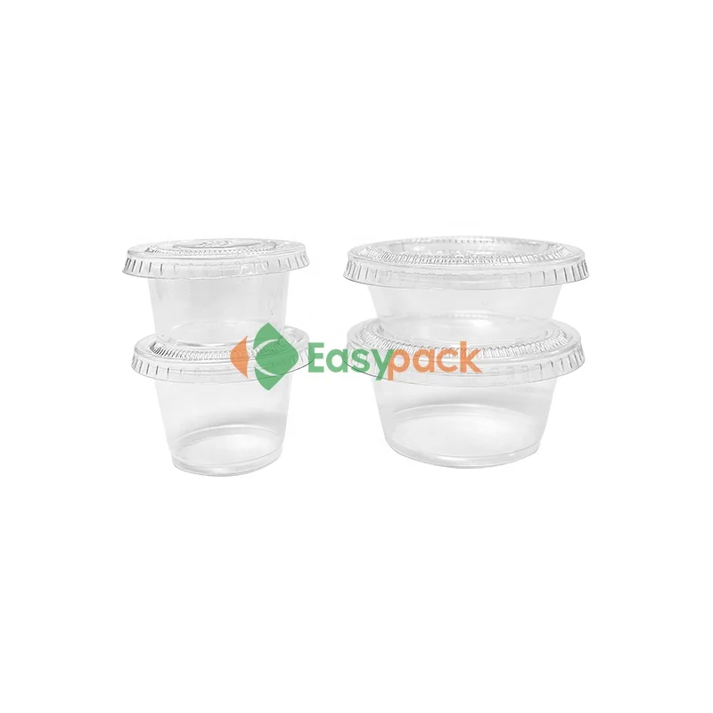 0.75 oz Disposable plastic sauce cup mini takeaway packaging with lid