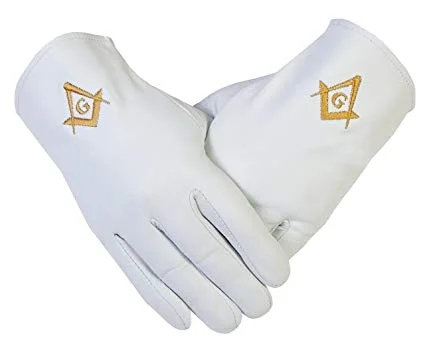 Masonic Shriner Symbol Cotton Gloves - White (One Size Fits Most) For Freemasons. Masonic Formal Wear Regalia