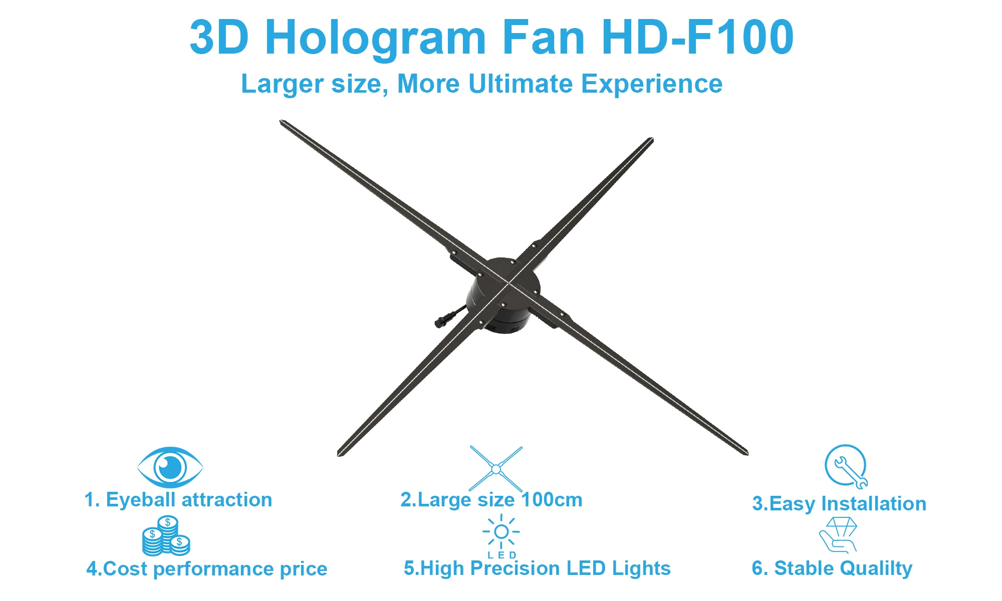 High Definition Combined Large Splicing Holographic Lamp Advertising Display 3d Hologram Projector Fan For Exhibition